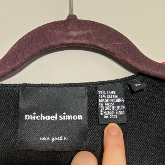 Michael Simon pink beaded lipstick black cardigan - Picture 7 of 11